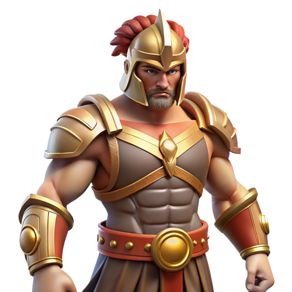 exquisite vintage Ares, god of war, armored and fierce, NO BACKGROUND with Transparent Background. 4K png