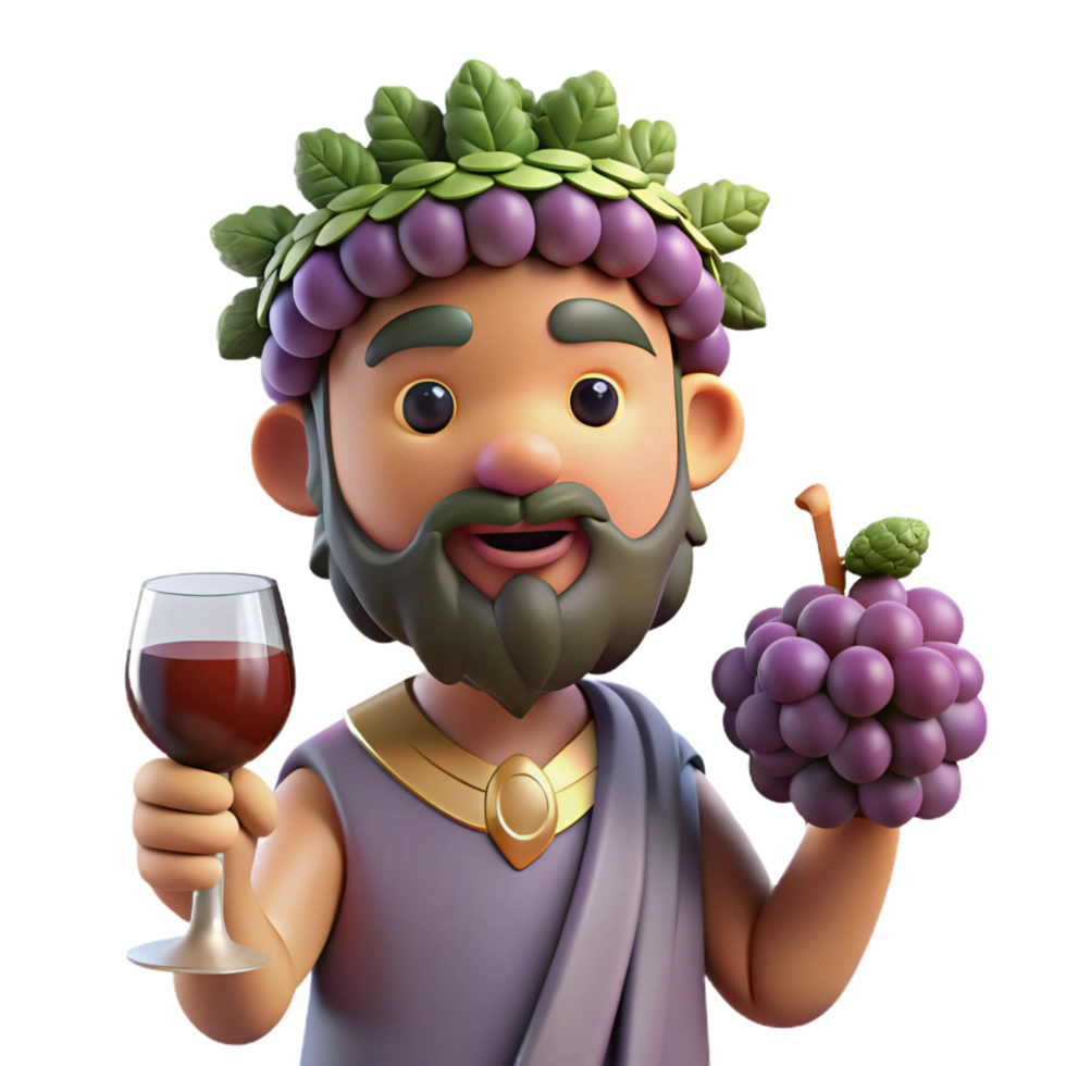 ethereal hypnotic Dionysus, god of wine, grapes and wineglass, NO BACKGROUND with Transparent Background. elite png
