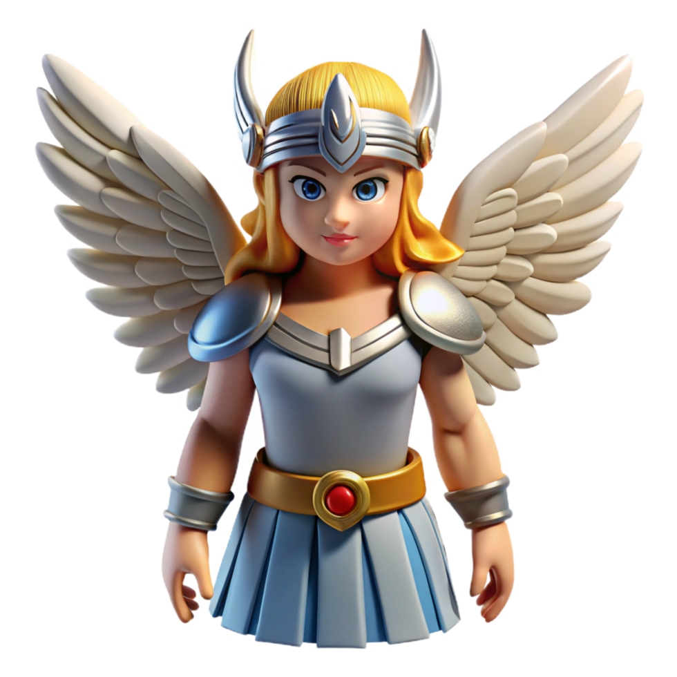 extraordinary iconic Valkyrie, winged warrior maiden, Norse mythology, NO BACKGROUND with Transparent Background. png