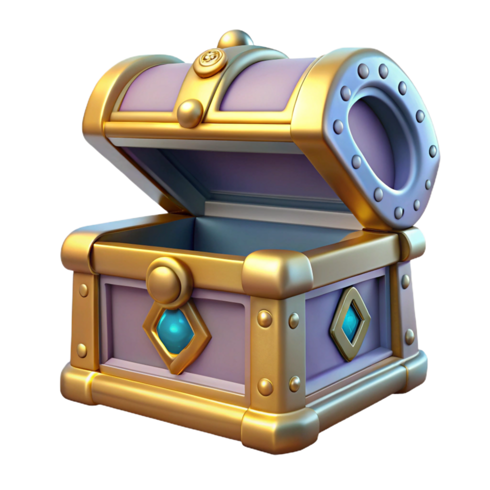 impressive distinguished Pandora's Box, ornate container, slightly open, NO BACKGROUND with Transparent Background. png