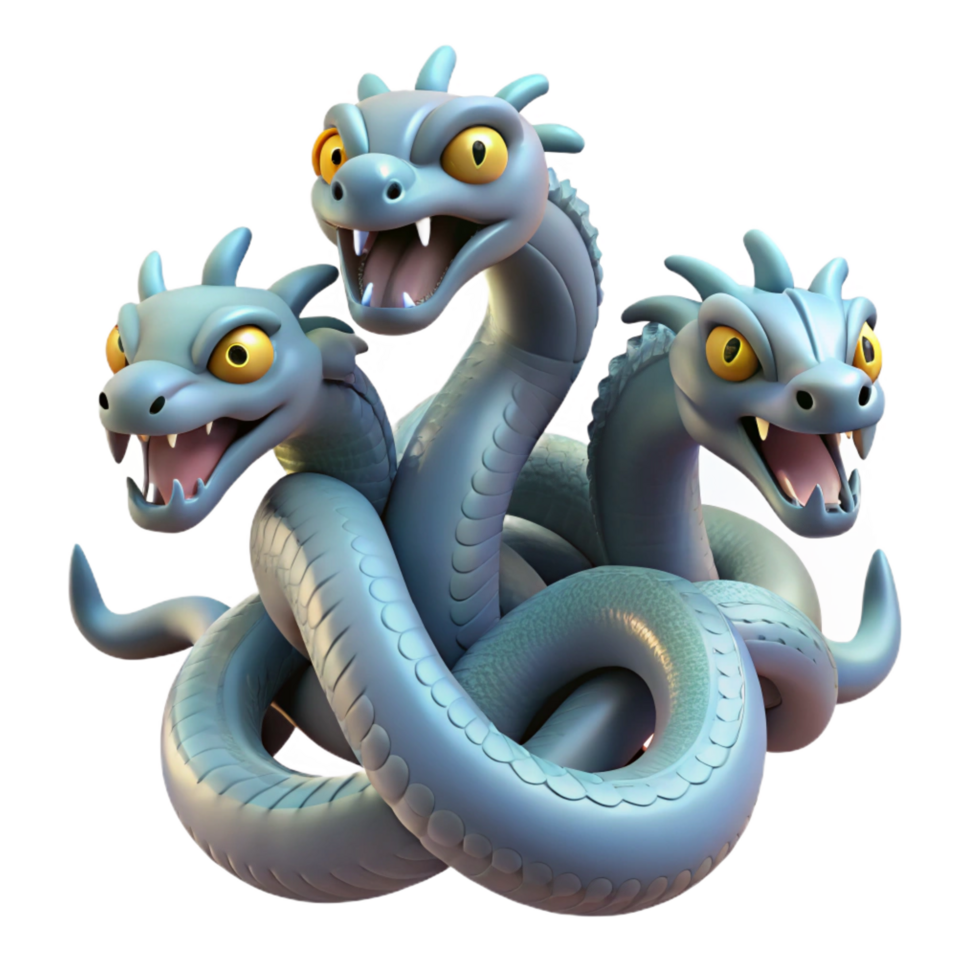 elegant ethereal contemporary Hydra, multi-headed serpent, regenerating, NO BACKGROUND with Transparent Background. perfect clarity png