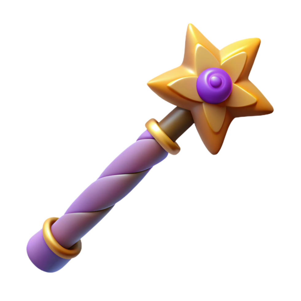 exceptional renaissance Magic wand, wizard's tool, intricate design, NO BACKGROUND with Transparent Background. genuine png