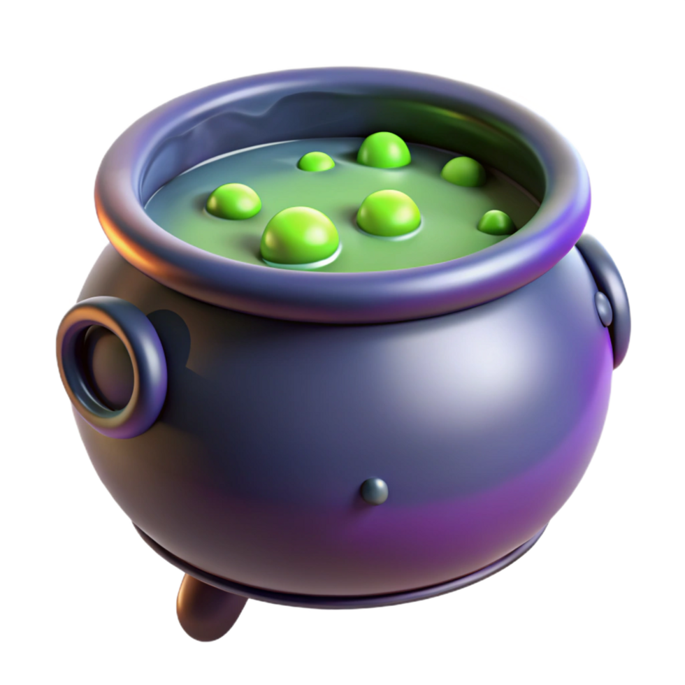 standout futuristic Cauldron, witch's brew, bubbling liquid, NO BACKGROUND with Transparent Background. original png