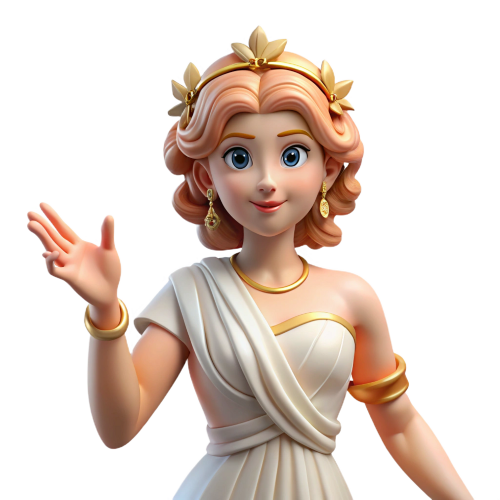 romantic radiant Aphrodite, Goddess of Love and Beauty, elegant pose. NO BACKGROUND with Transparent Background. museum quality png