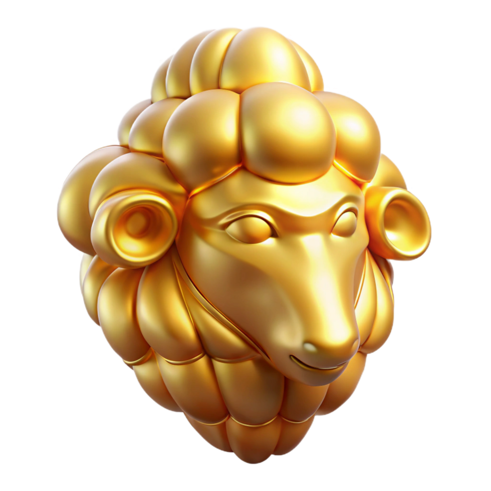 romantic sumptuous Golden Fleece, mythical artifact. NO BACKGROUND with Transparent Background. detailed png