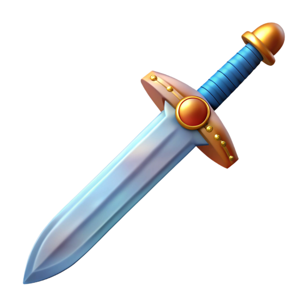 picturesque whimsical contemporary Excalibur, King Arthur's sword. NO BACKGROUND with Transparent Background. museum quality png
