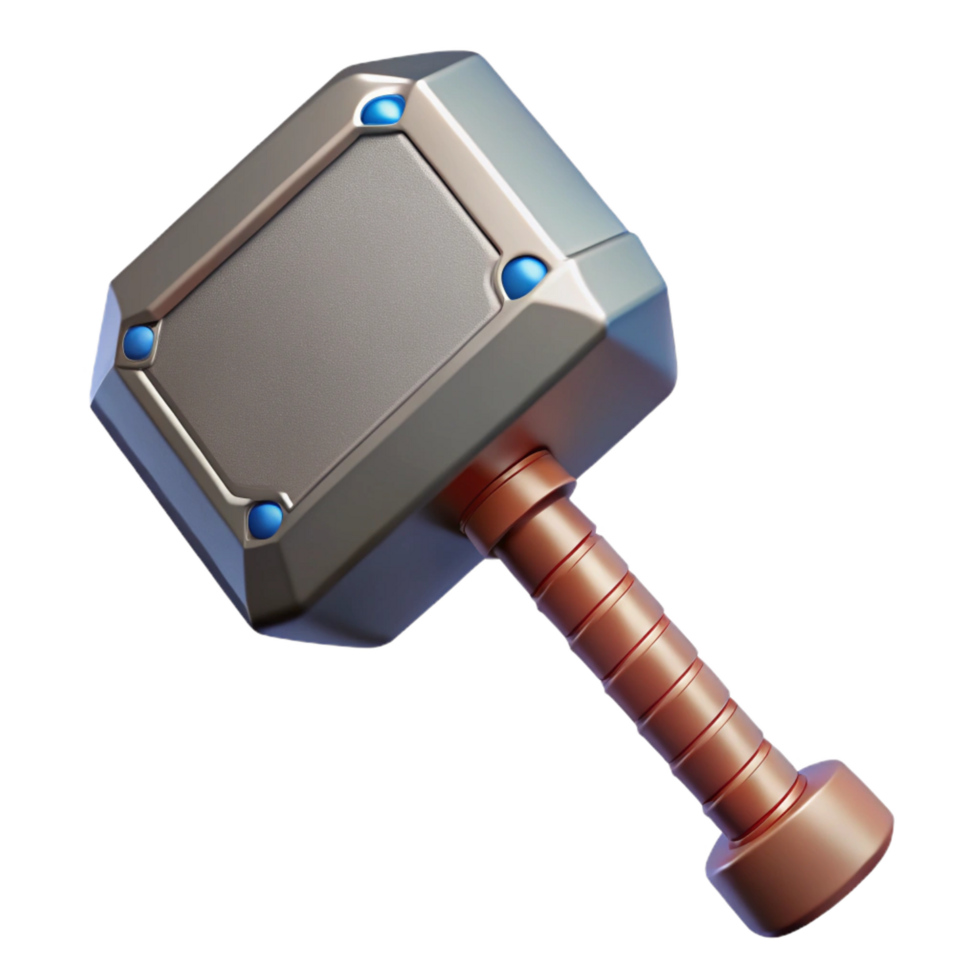memorable impressionist Mjolnir, Thor's hammer. NO BACKGROUND with Transparent Background. professional png