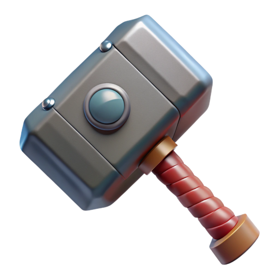 glorious art deco Mjolnir, Thor's hammer. NO BACKGROUND with Transparent Background. precision png