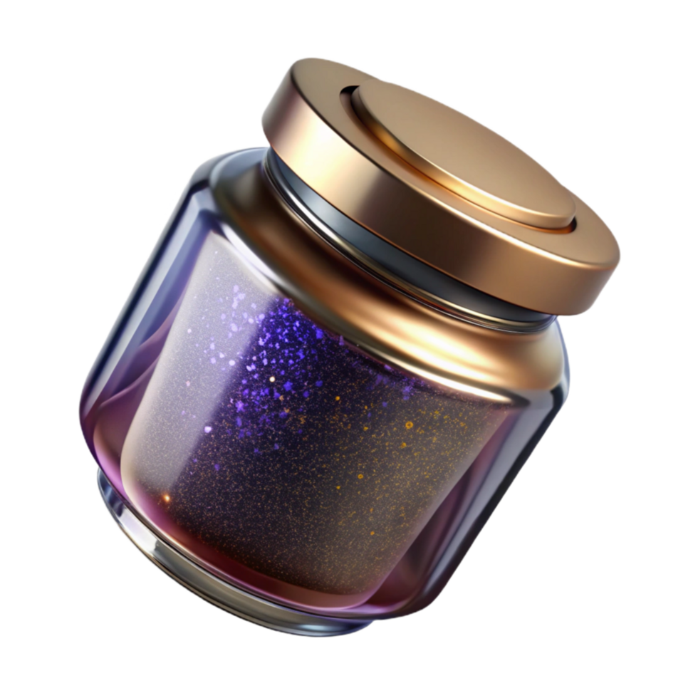 extraordinary minimalist Glass Jar with Metal Lid Angled View Transparent Background detailed png