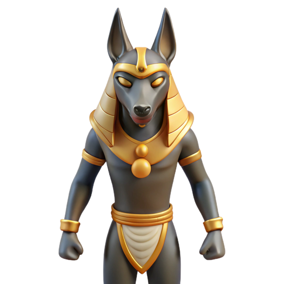 splendid mysterious elegant Anubis, Egyptian god of the dead, jackal-headed. NO BACKGROUND with Transparent Background. impeccable png