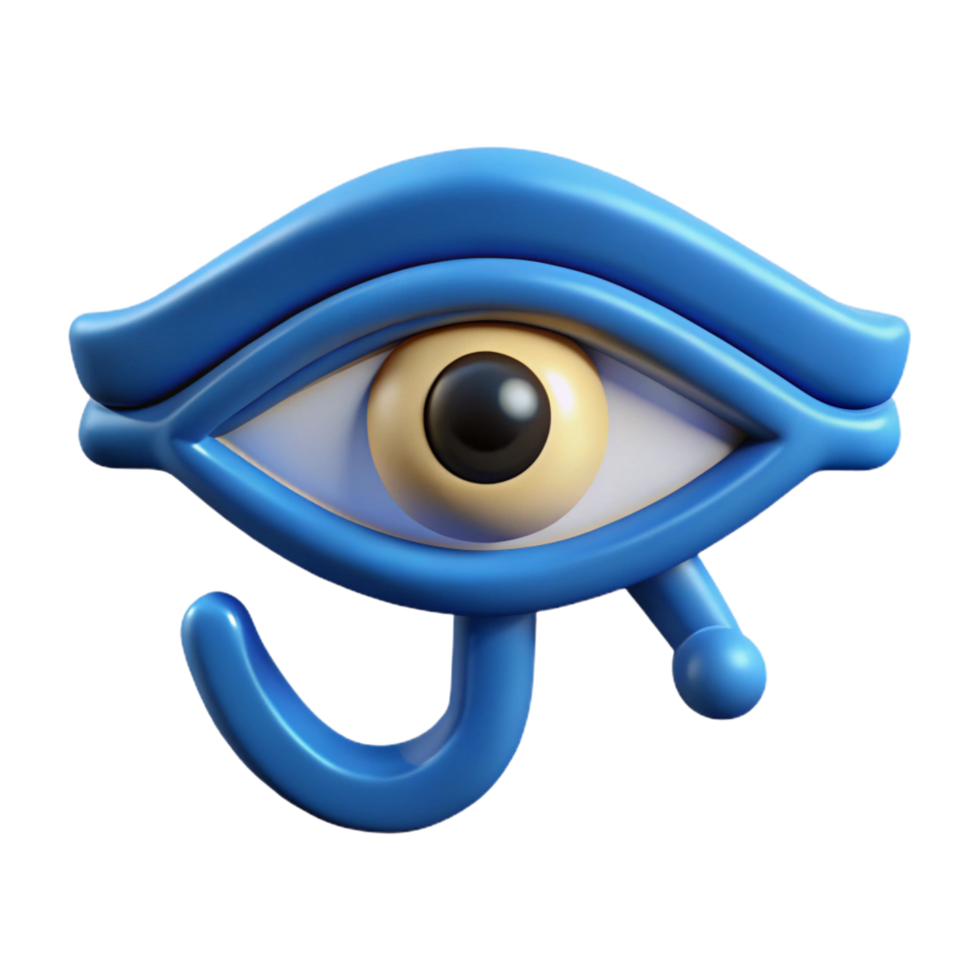 exquisite romantic futuristic Eye of Horus, Egyptian symbol of protection. NO BACKGROUND with Transparent Background. authentic png