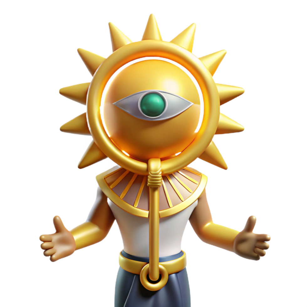 ethereal extraordinary Ra, Egyptian sun god. NO BACKGROUND with Transparent Background. flawless png
