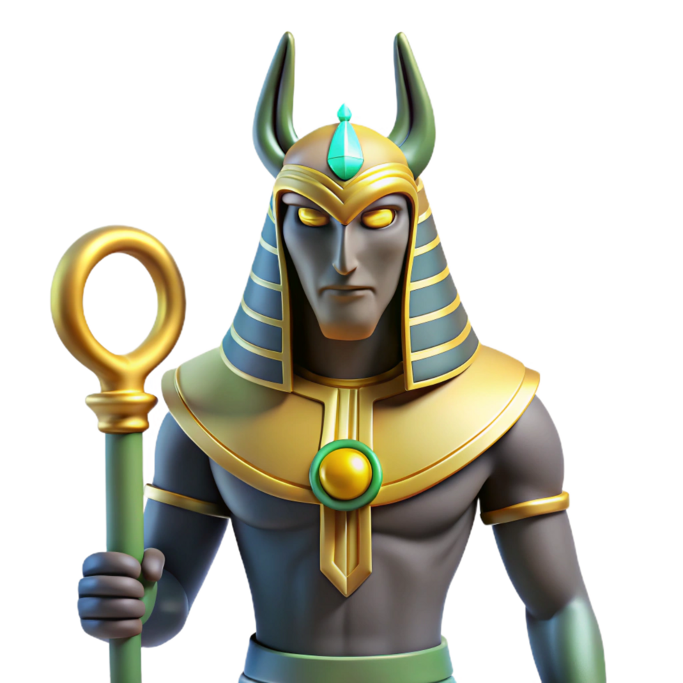 iconic urban Osiris, Egyptian god of the underworld. NO BACKGROUND with Transparent Background. museum quality png