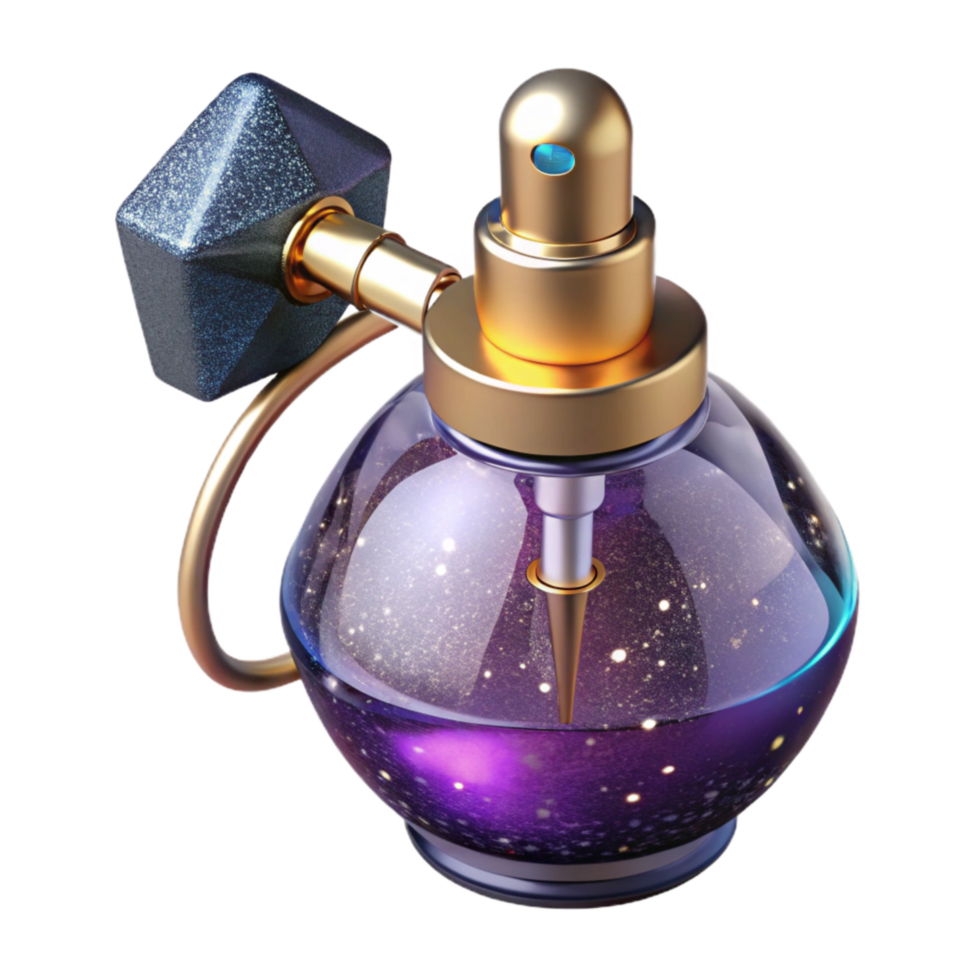 impressive artistic Glass Perfume Bottle with Atomizer Isolated on Transparent Background exclusive png