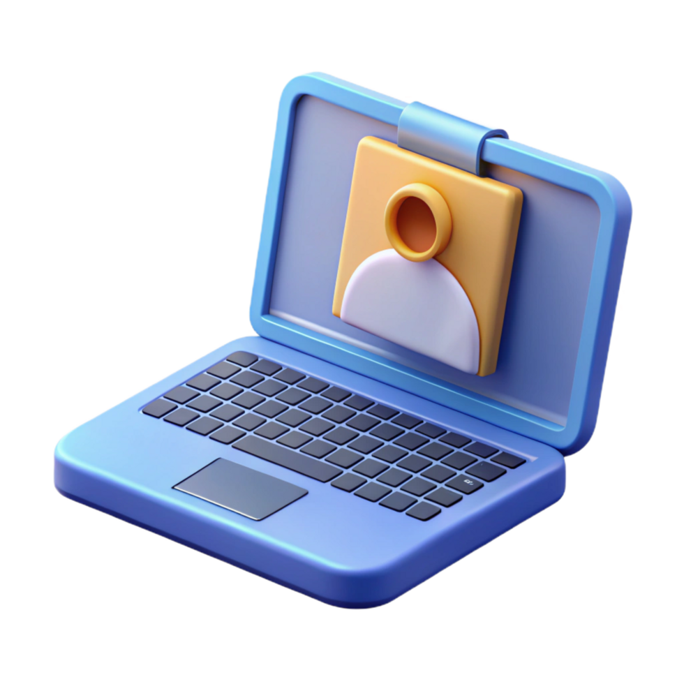 exquisite sought-after Laptop with open lid displaying a conference NO BACKGROUND with Transparent Background. png