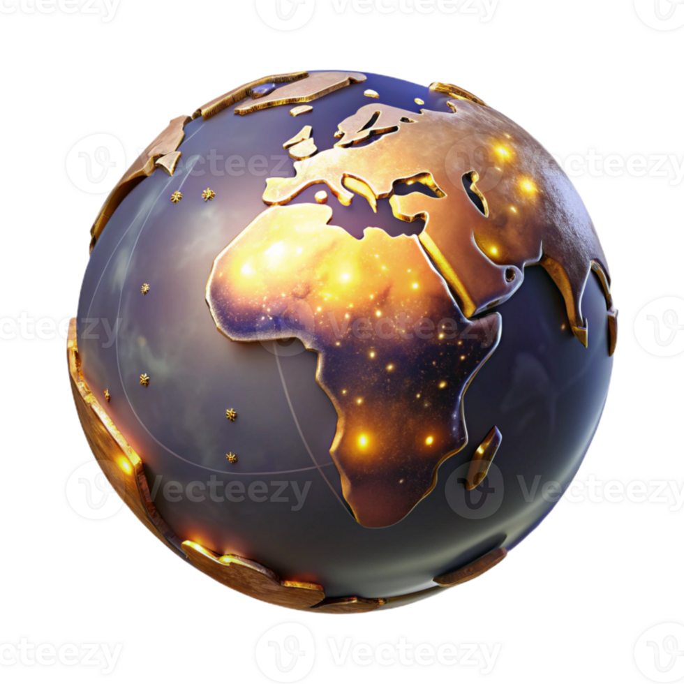 vibrant creative Globe with Glowing Continents Transparent professional png