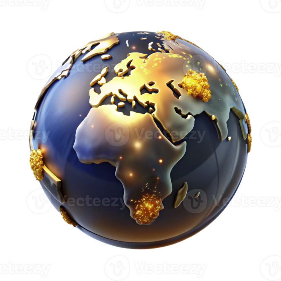 magnificent artistic Globe with Glowing Continents Transparent exclusive png