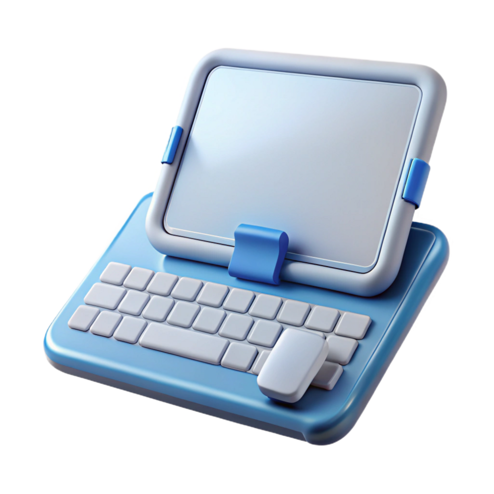 energetic immaculate Tablet computer with keyboard attached NO BACKGROUND with Transparent Background. detailed png