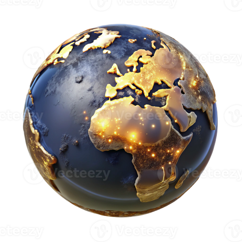 magnificent rustic Globe with Illuminated Country Borders Transparent Background original png