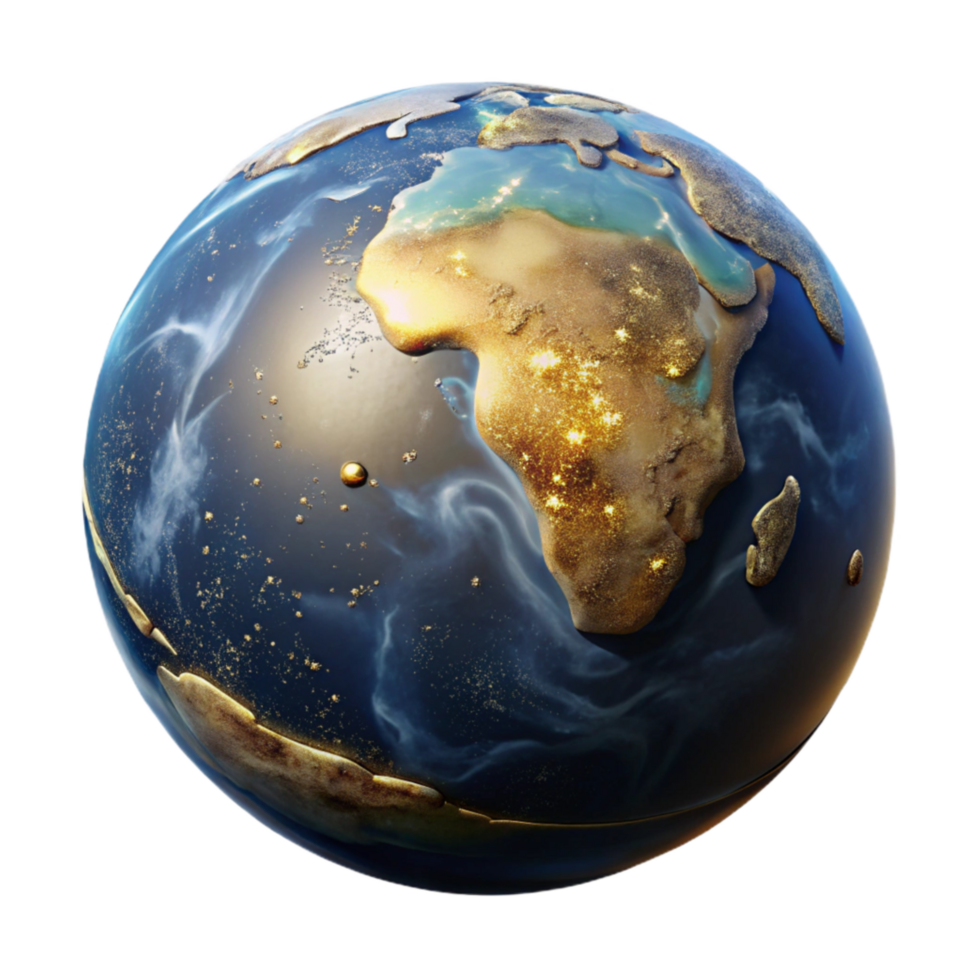 serene minimalist Globe with Realistic Landmasses and Oceans Isolated detailed png