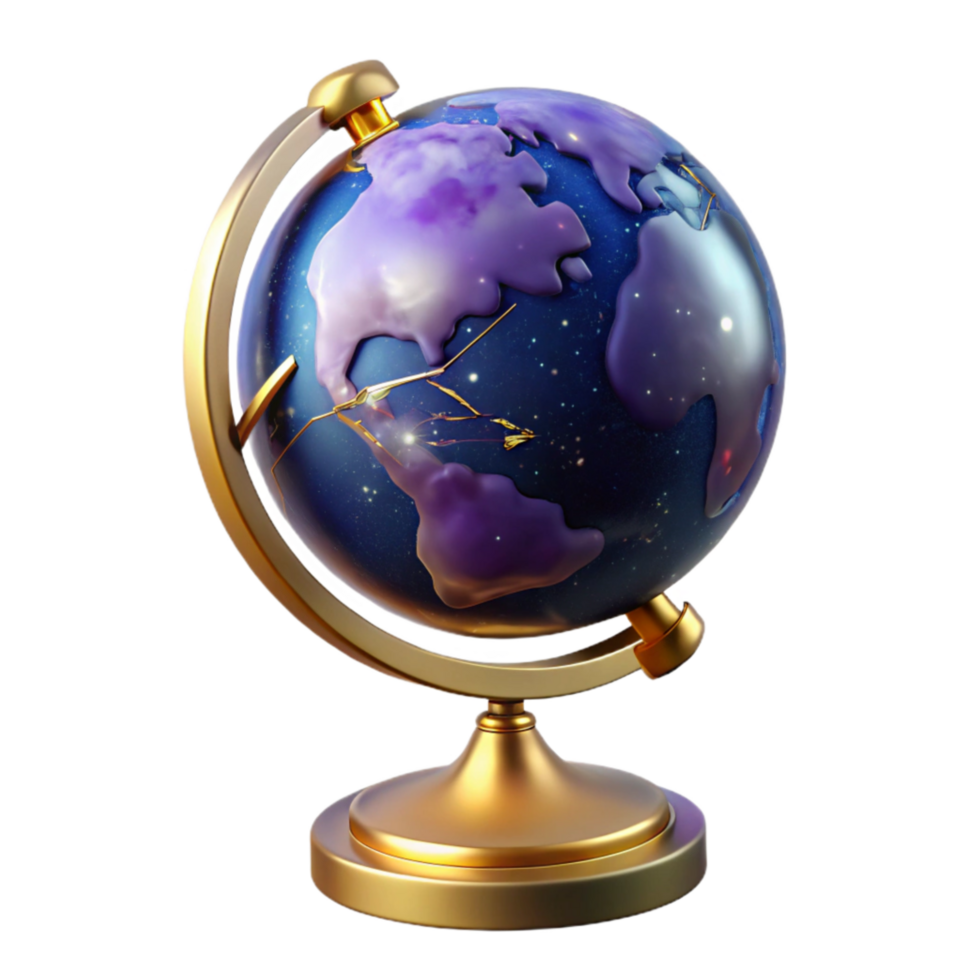 impressive abstract Globe with Stand Angled View Cutout authentic png