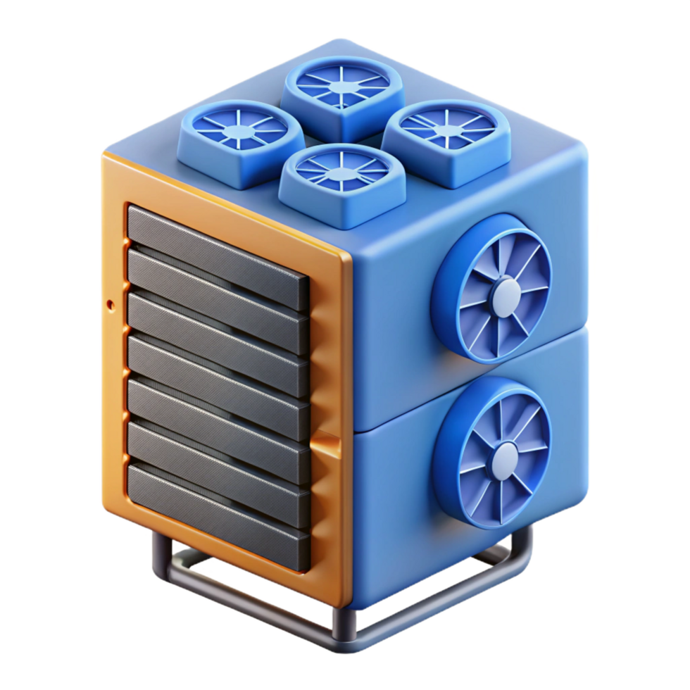 hypnotic vintage Server rack with cooling fans NO BACKGROUND with Transparent Background. detailed png