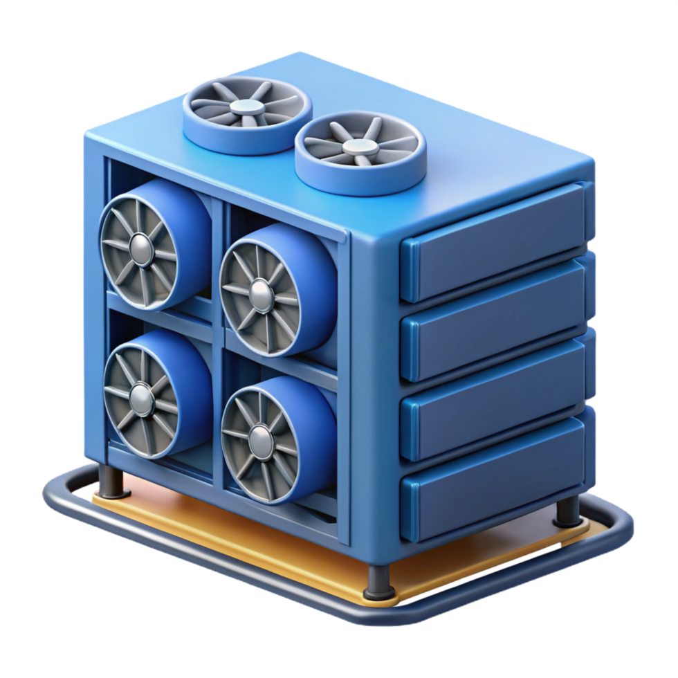 elegant exceptional Server rack with cooling fans NO BACKGROUND with Transparent Background. png