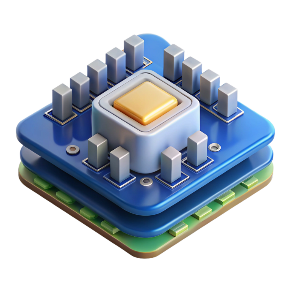 melancholic striking Motherboard with CPU installed NO BACKGROUND with Transparent Background. high quality png