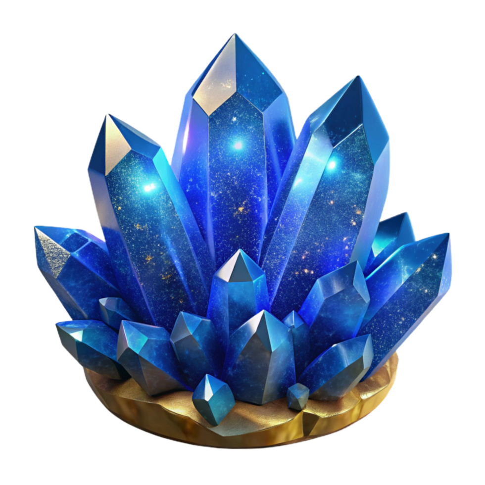 magnificent vintage Glowing Blue Crystal Cluster Transparent Background authentic png