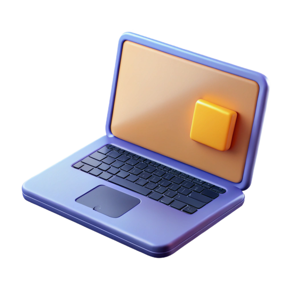impressive unforgettable Laptop with sticker on the lid NO BACKGROUND with Transparent Background. png
