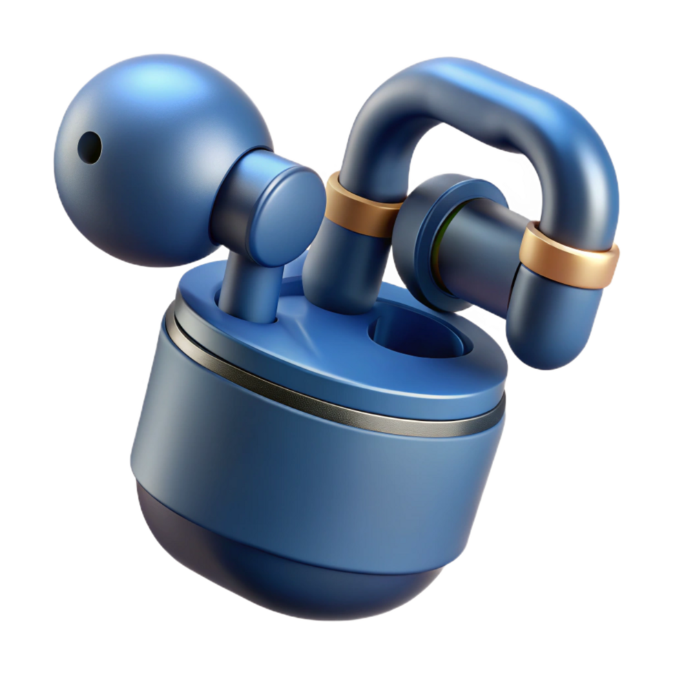 playful spectacular Wireless earbuds with noise cancellation NO BACKGROUND with Transparent Background. fine detail png