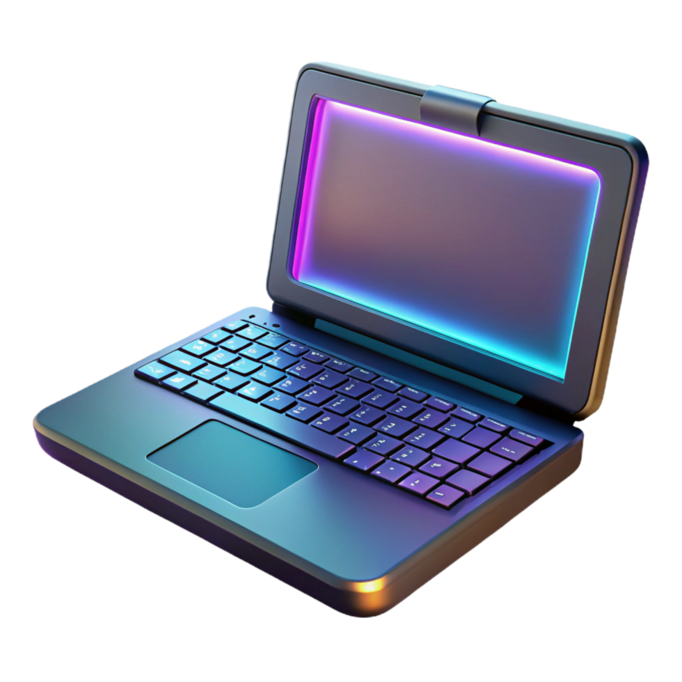 fascinating rustic Gaming laptop with illuminated keyboard NO BACKGROUND with Transparent Background. impeccable png