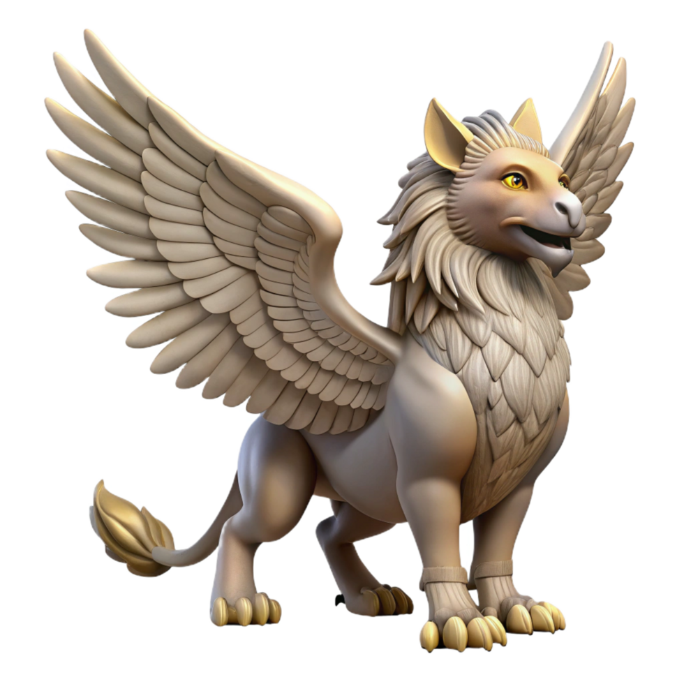 extraordinary nordic A majestic griffin, wings outstretched, NO BACKGROUND with Transparent Background. high quality png