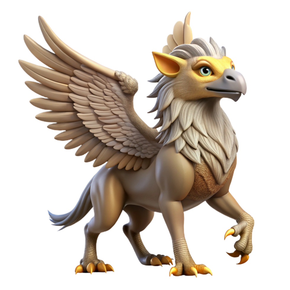 elegant dynamic artistic A majestic griffin, wings outstretched, NO BACKGROUND with Transparent Background. ultra HD png