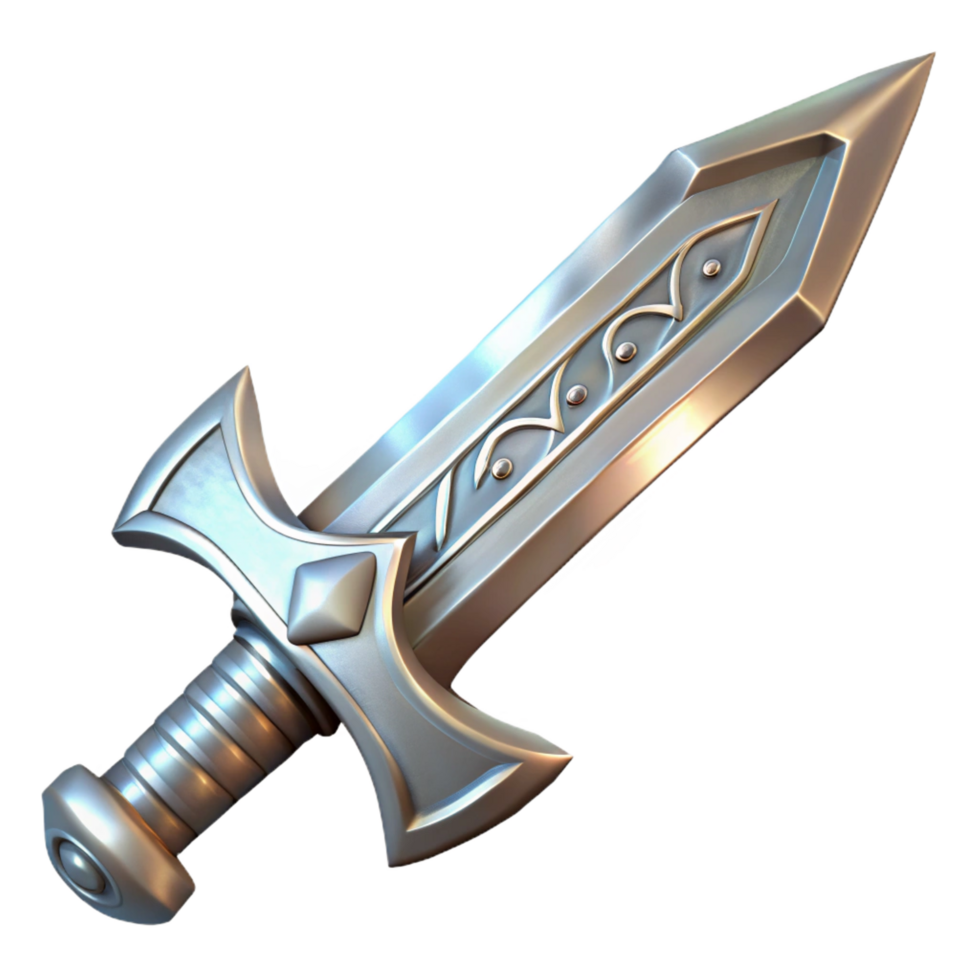 hypnotic exemplary A single, gleaming silver sword with intricate elven runes, NO BACKGROUND with Transparent Background. png