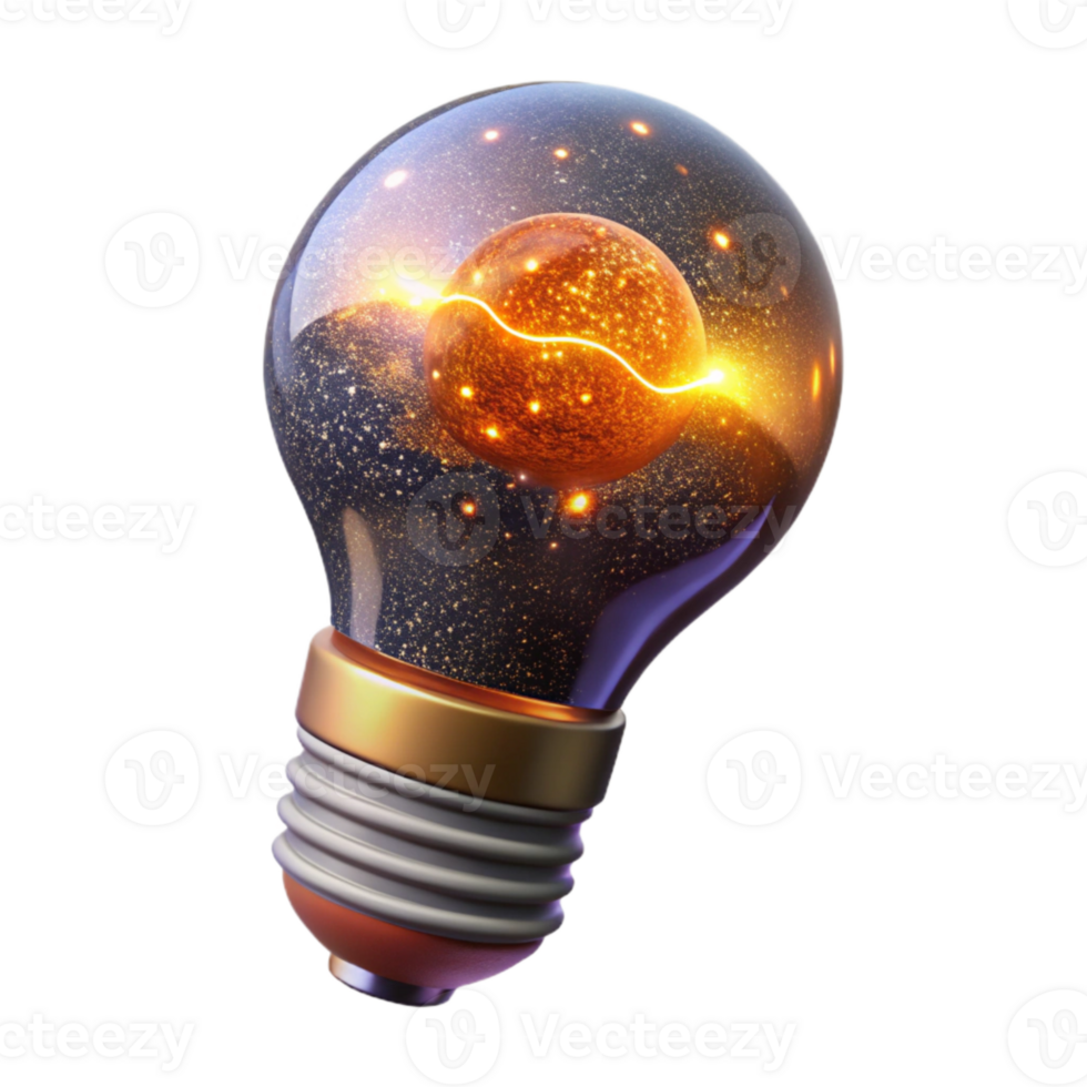 vibrant minimalist Glowing Lightbulb Filament Detail Isolated Element authentic png