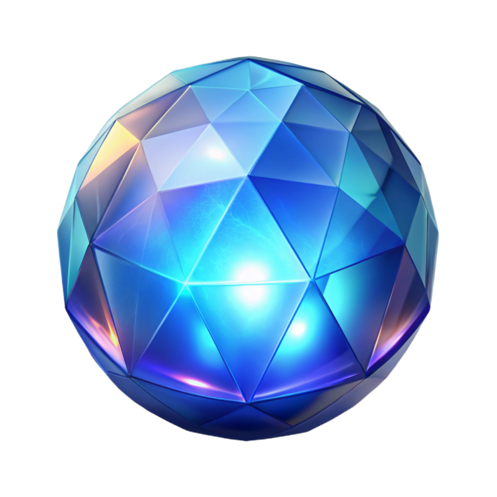 standout futuristic A magical crystal orb radiating an ethereal blue light, NO BACKGROUND with Transparent Background. museum quality png