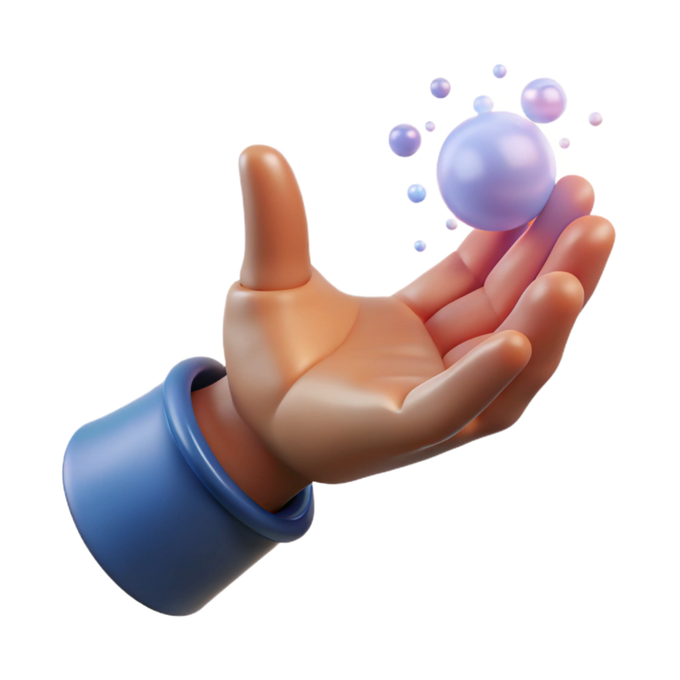 iconic surreal A single, outstretched hand casting a magic spell, NO BACKGROUND with Transparent Background. refined png