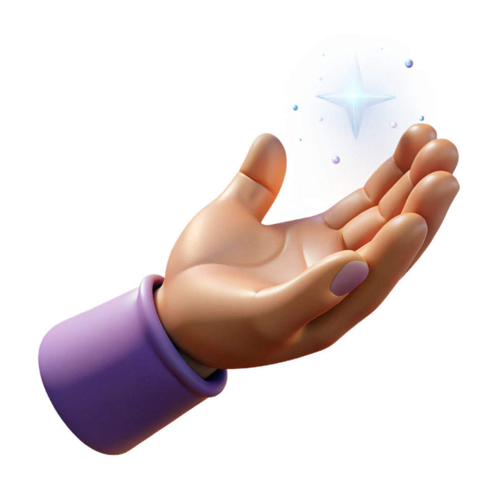 fascinating distinctive A single, outstretched hand casting a magic spell, NO BACKGROUND with Transparent Background. png