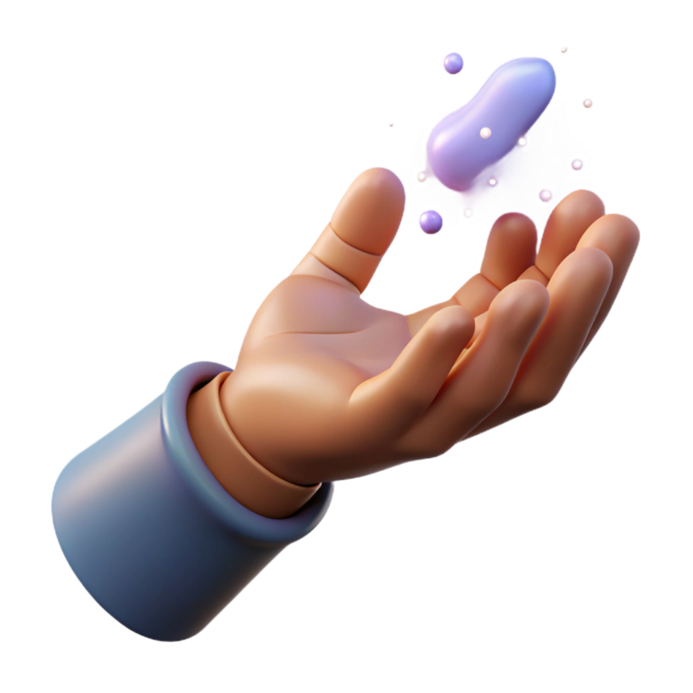 immaculate surreal A single, outstretched hand casting a magic spell, NO BACKGROUND with Transparent Background. flawless png
