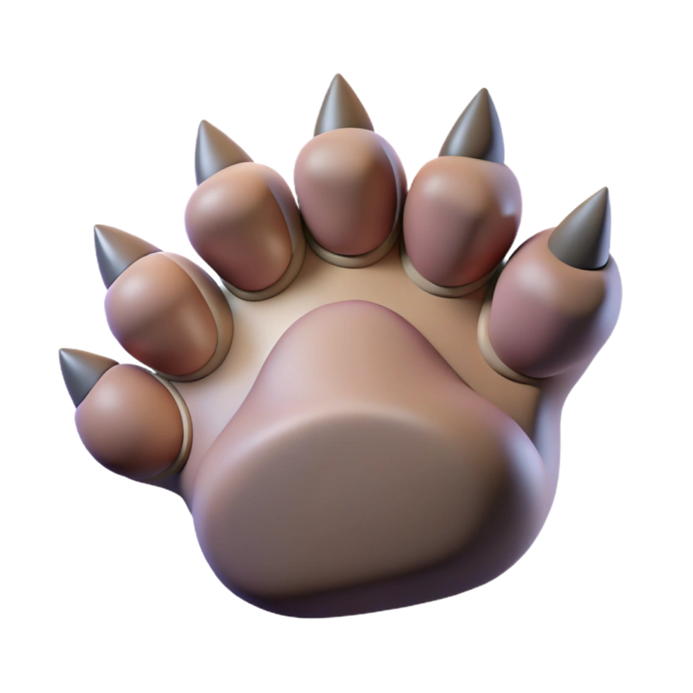 glorious rare A realistic rendering of a wolf paw with extended claws, NO BACKGROUND with Transparent Background. png