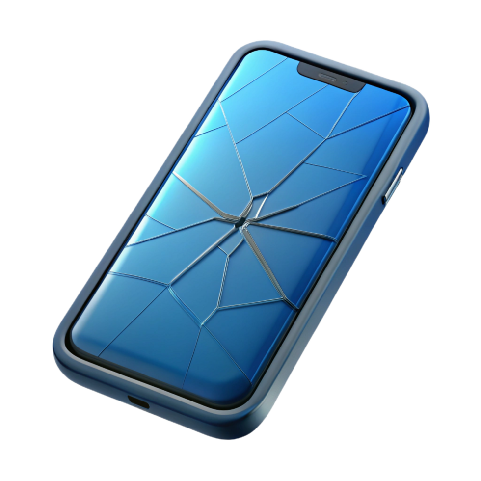 exquisite victorian Modern smartphone with cracked screen NO BACKGROUND with Transparent Background. museum quality png