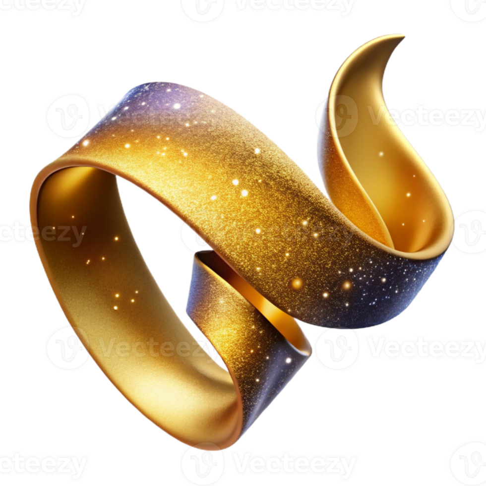 magnificent abstract Golden Ribbon Unfurling Animation Isolated Element exclusive png