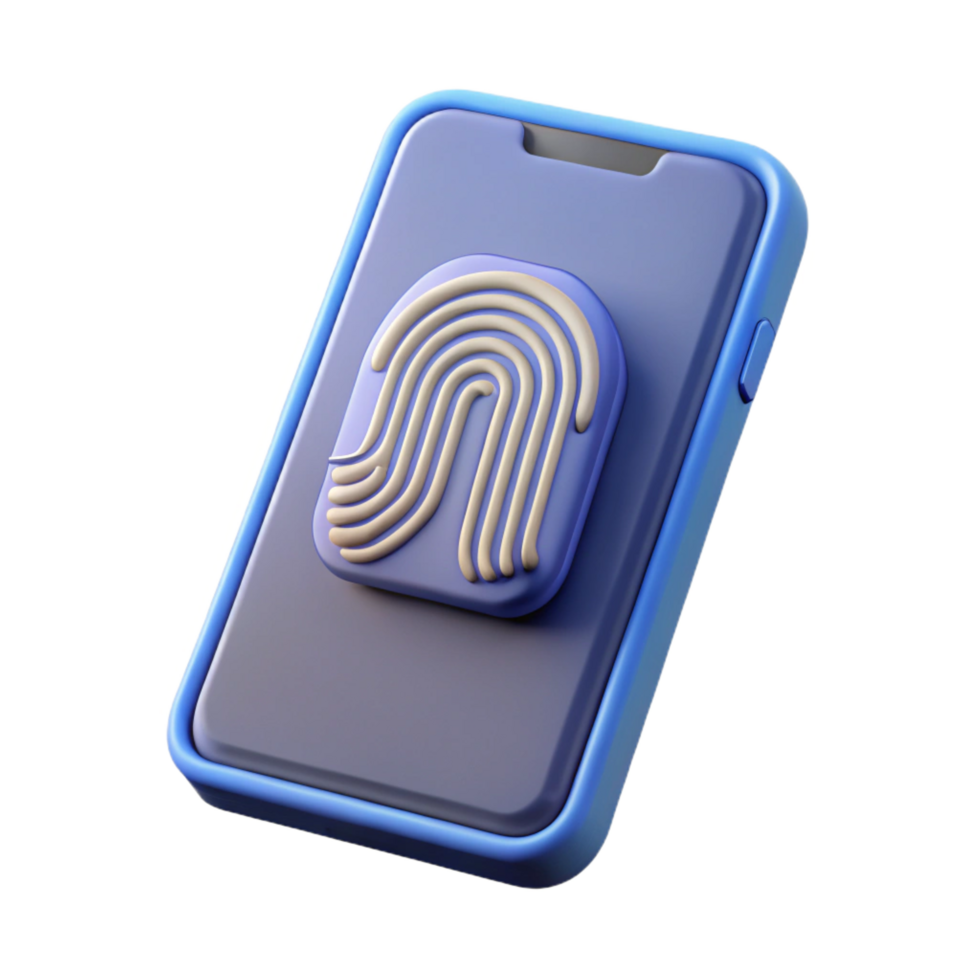 striking whimsical industrial Fingerprint scanner on a mobile device NO BACKGROUND with Transparent Background. ultra HD png