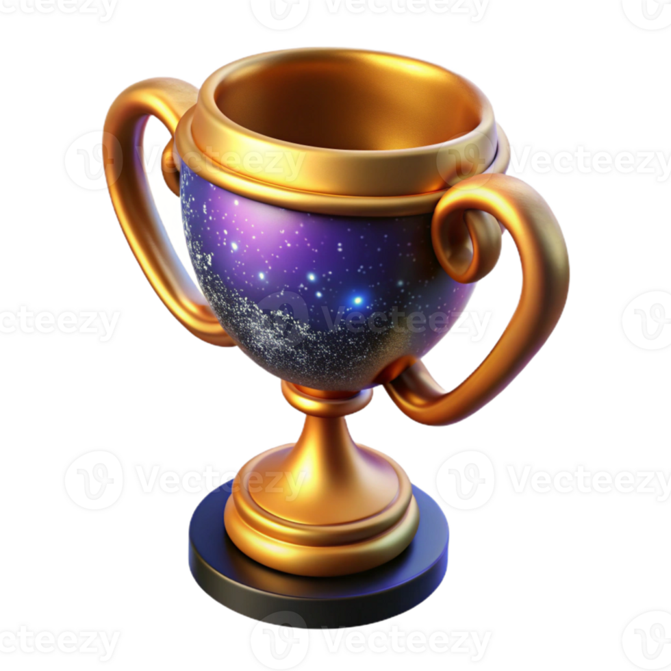 dramatic classic Golden Trophy Cup Isolated detailed png