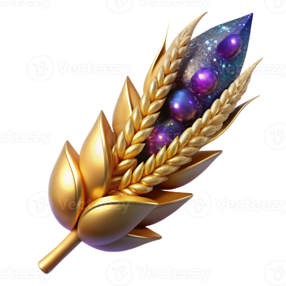 magnificent traditional Golden Wheat Stalk Close Up Cutout Element high quality png