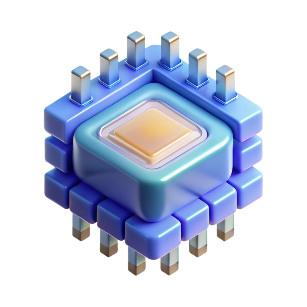 inspired artistic Quantum computing processor NO BACKGROUND with Transparent Background. crisp png