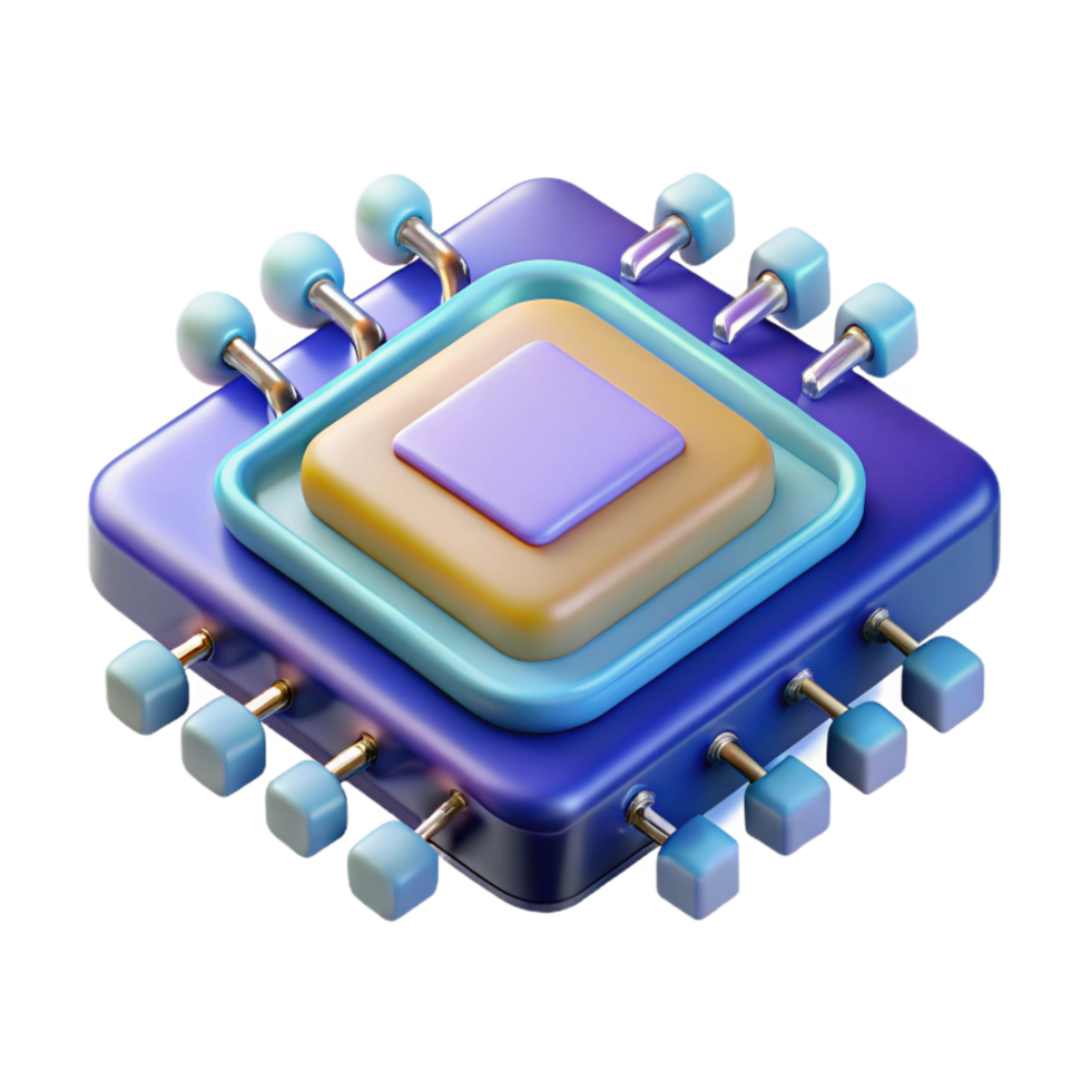 playful magnificent Quantum computing processor NO BACKGROUND with Transparent Background. sharp png