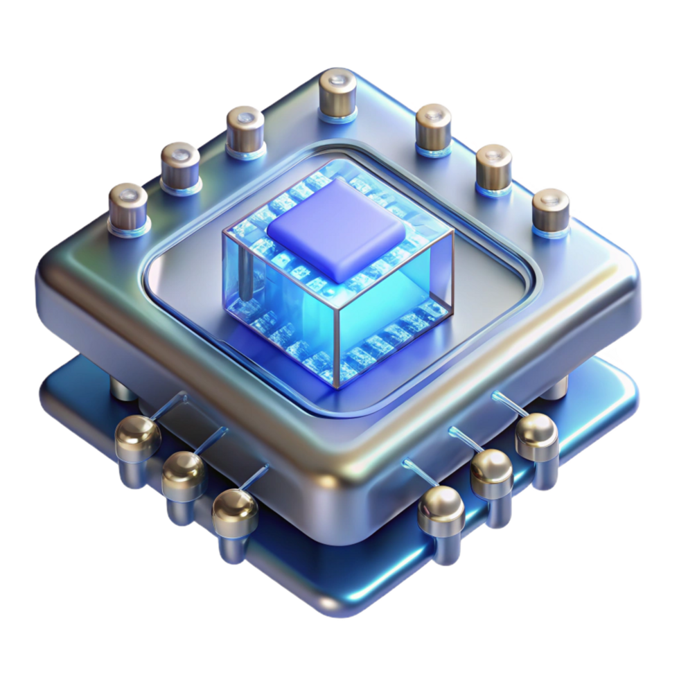 rare minimalist Quantum computing processor NO BACKGROUND with Transparent Background. fine detail png