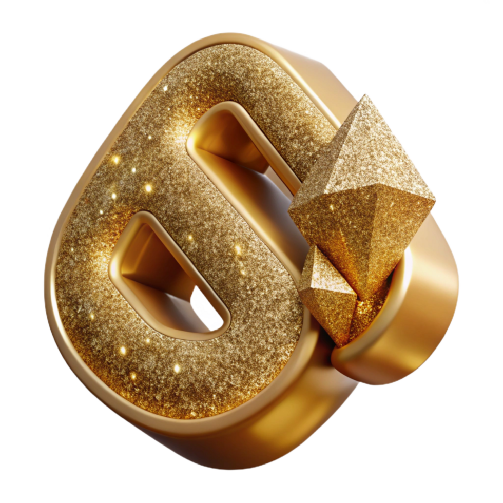 impressive artistic Gold Sans Serif Font Micro Sign Cutout Transparent Background detailed png